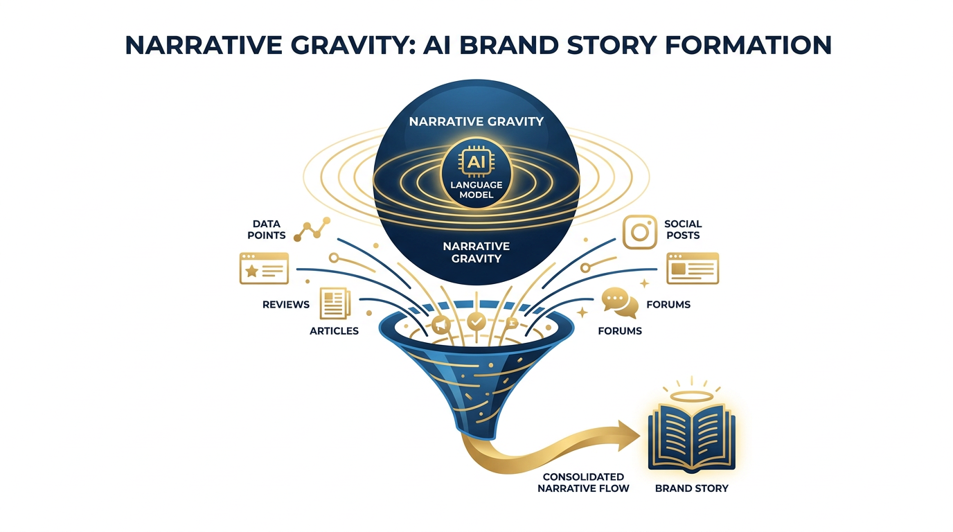 Narrative Gravity — how AI forms brand stories