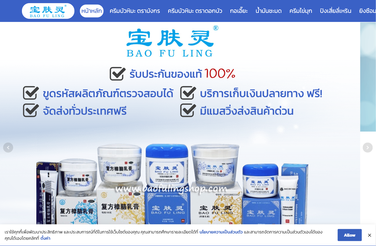 Baofuling Shop website screenshot